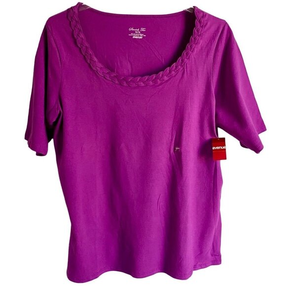 Avenue Stretch Tee Purple with Detailed Neckline Women's Size 14/16 NEW NWT - Picture 2 of 9